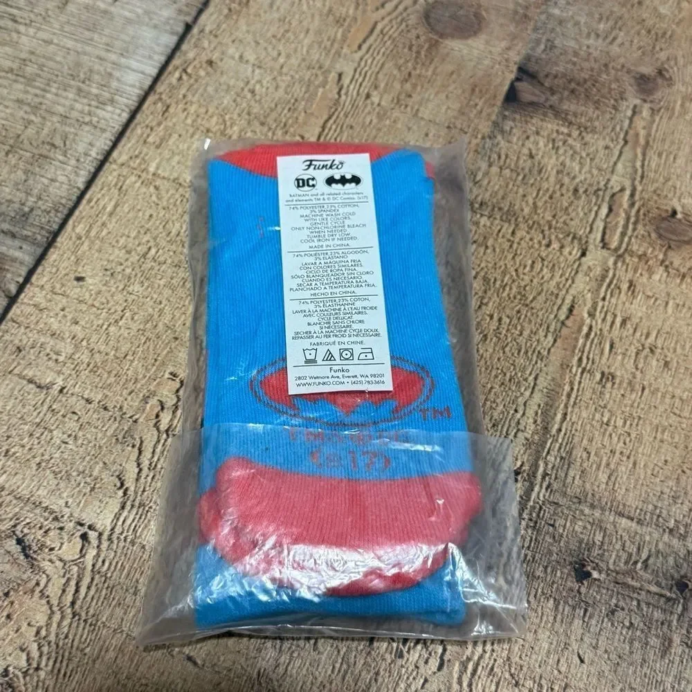 New Funko DC Comics 8-Bit Batman Blue & Red Adult Crew Socks New in package